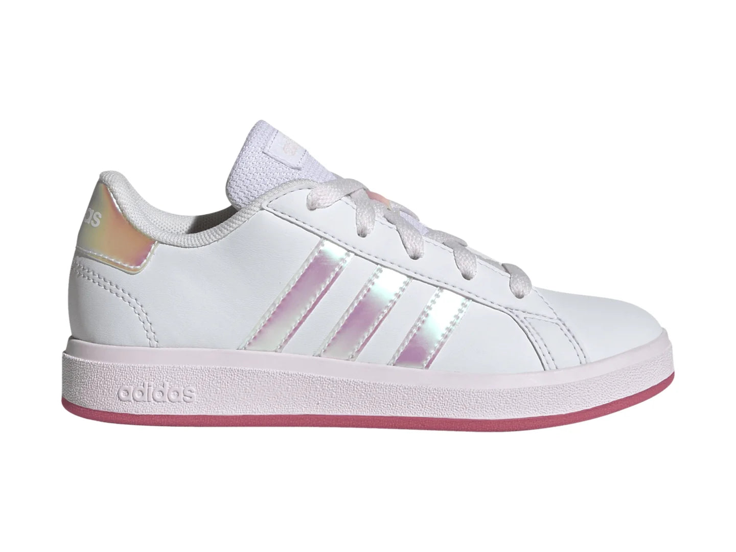 Tenis Adidas Grand Court Blanco y Rosa para Niña