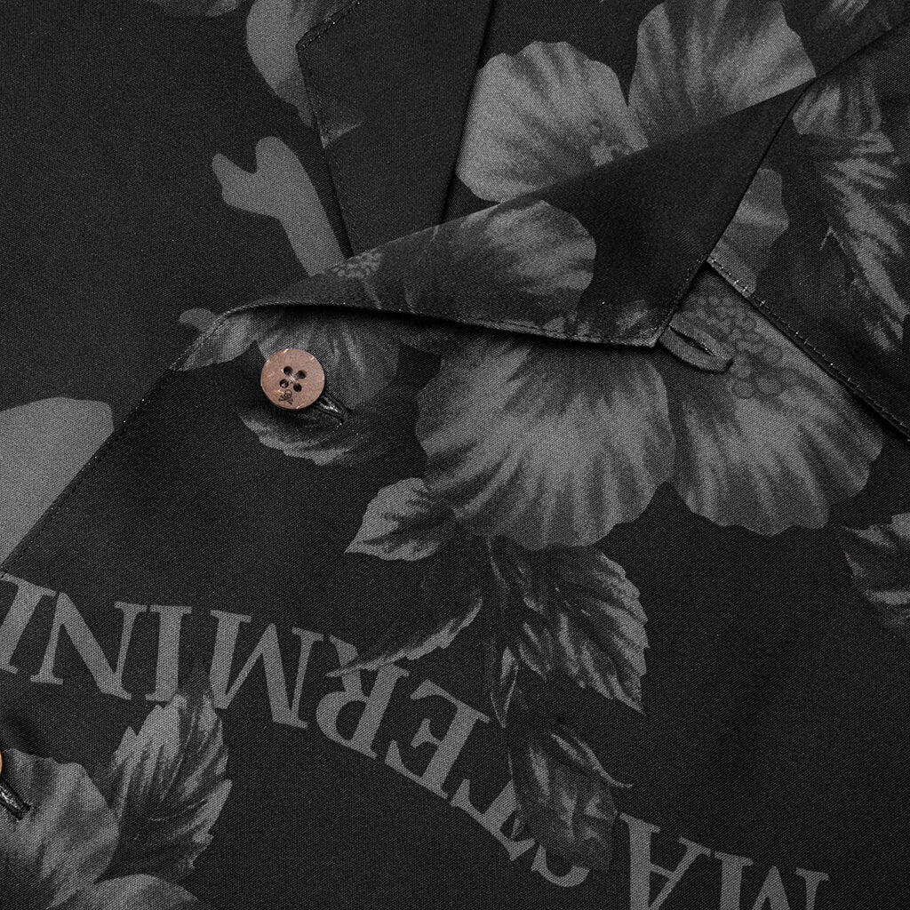 Hibiscus Washable Silk S S Shirt Monochrome