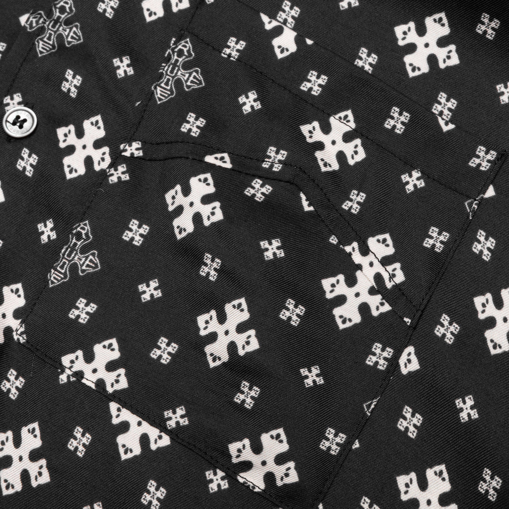 Cross Bandana Rayon Shirt Black White