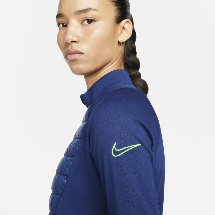 Nike Therma FIT Academy Winter Warrior Womens Soccer Drill Top Blue Void Volt