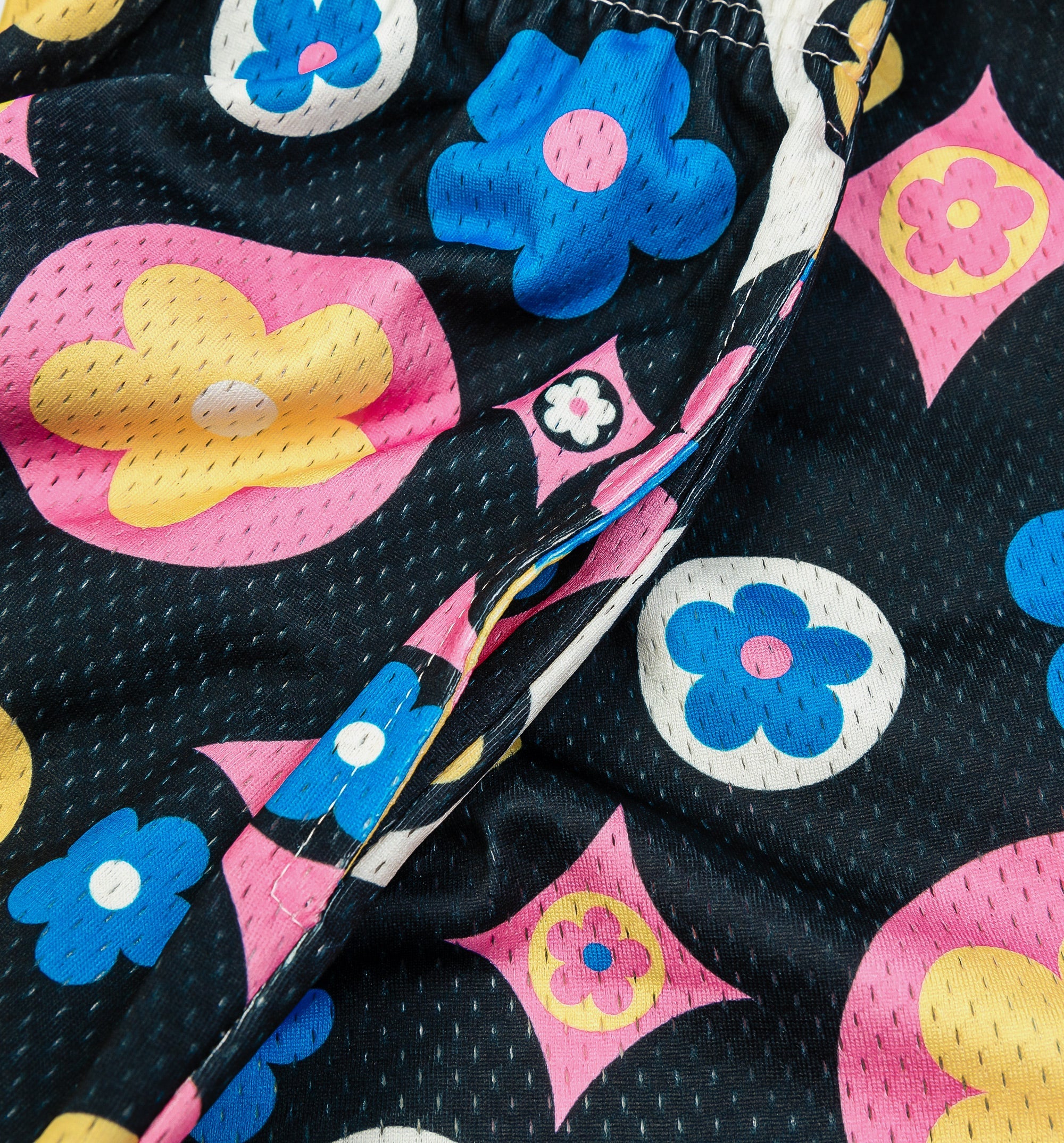 Flower Satin Mens Short Black