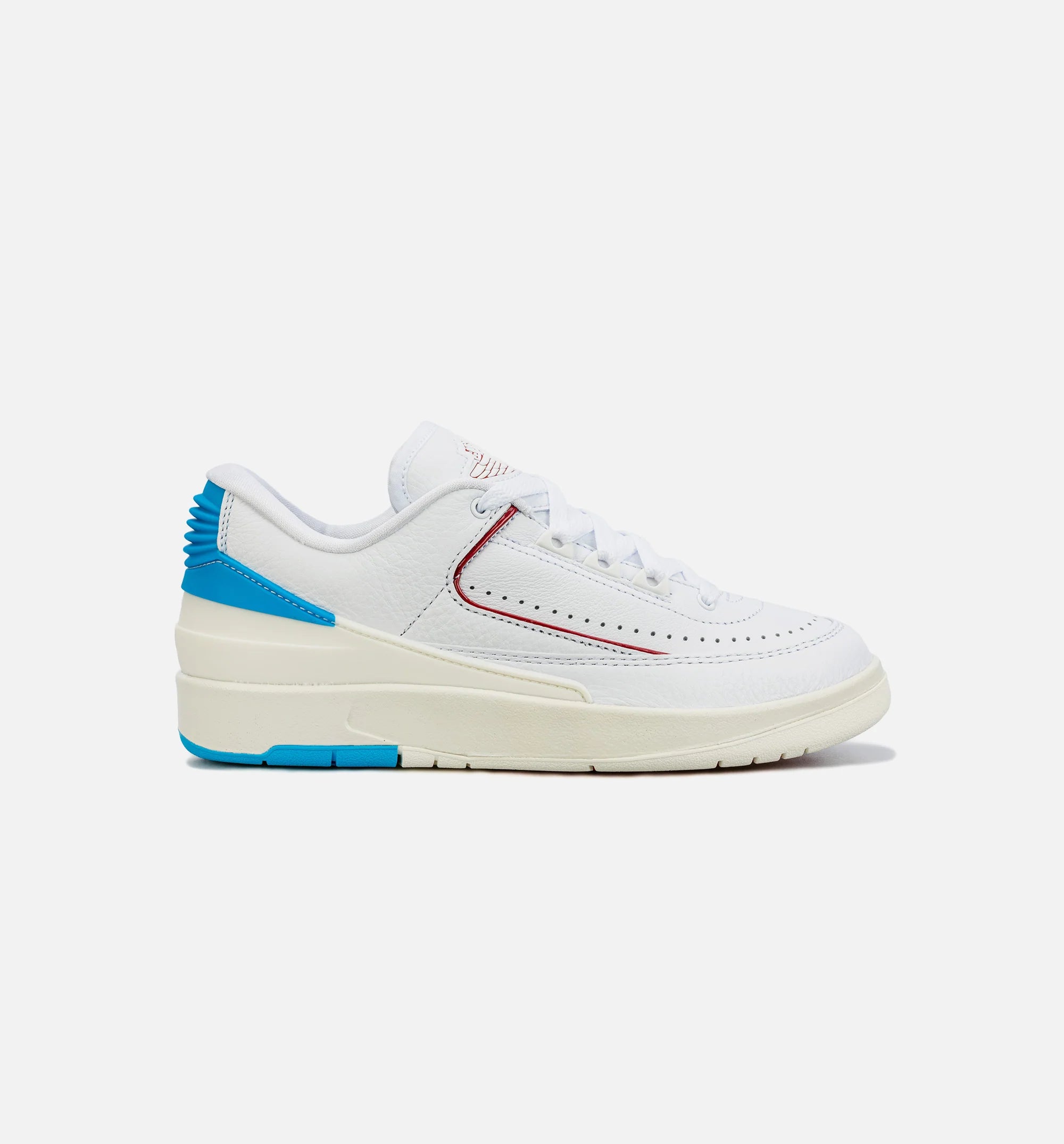Air Jordan 2 Retro Low Gym Red and Dark Powder Blue Womens Lifestyle Shoe White Red Blue