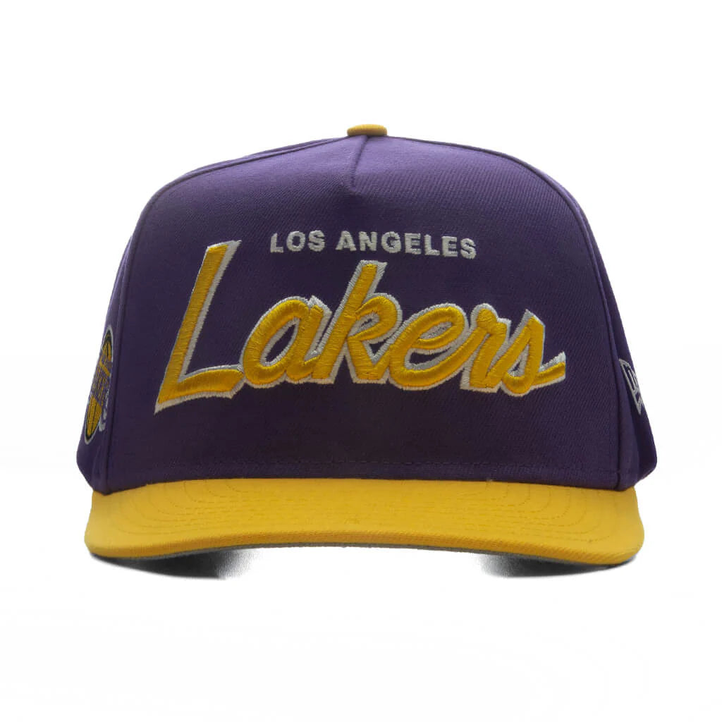 9FIFTY A Frame Curved Hardwood Classics Script Snapback Los Angeles Lakers