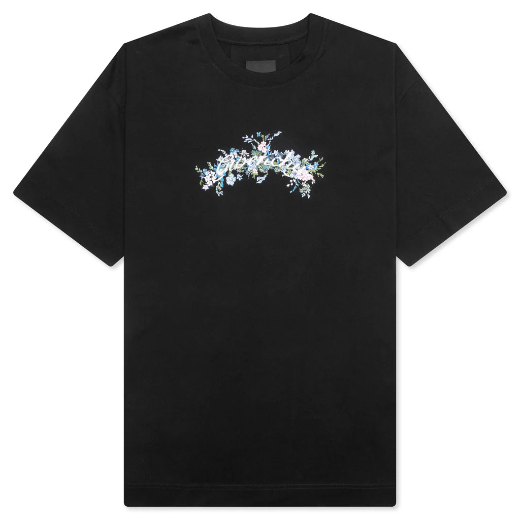 Flowers Cotton T Shirt Black