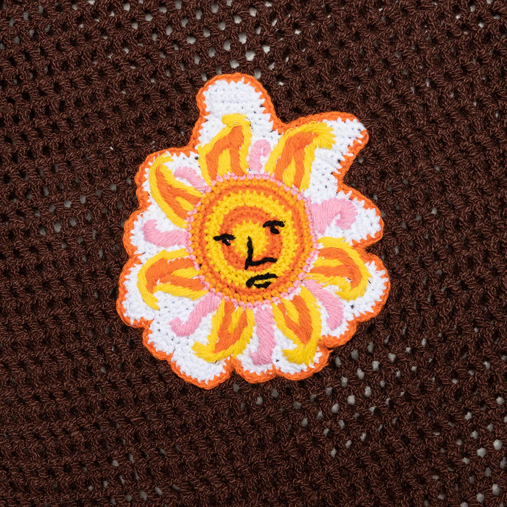 Crochet Polo with Patches Brown