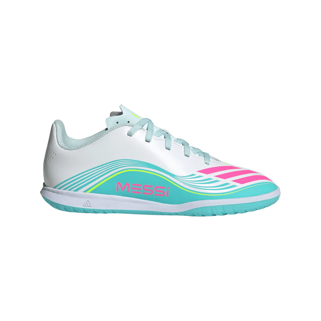 adidas F50 Messi Club IN Indoor Youth Soccer Shoes White Pink Aqua