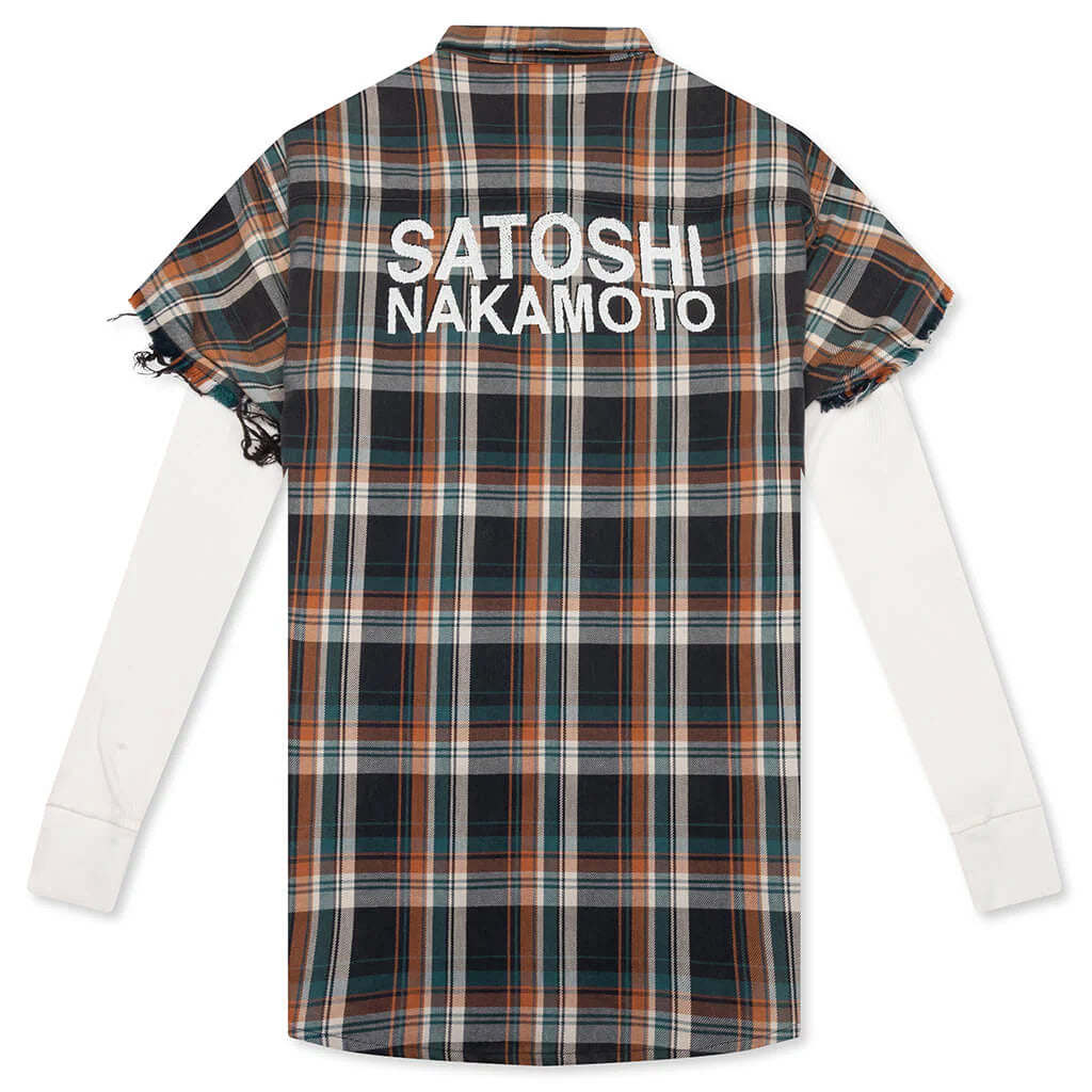 Bender Cut Off Flannel Orange Plaid