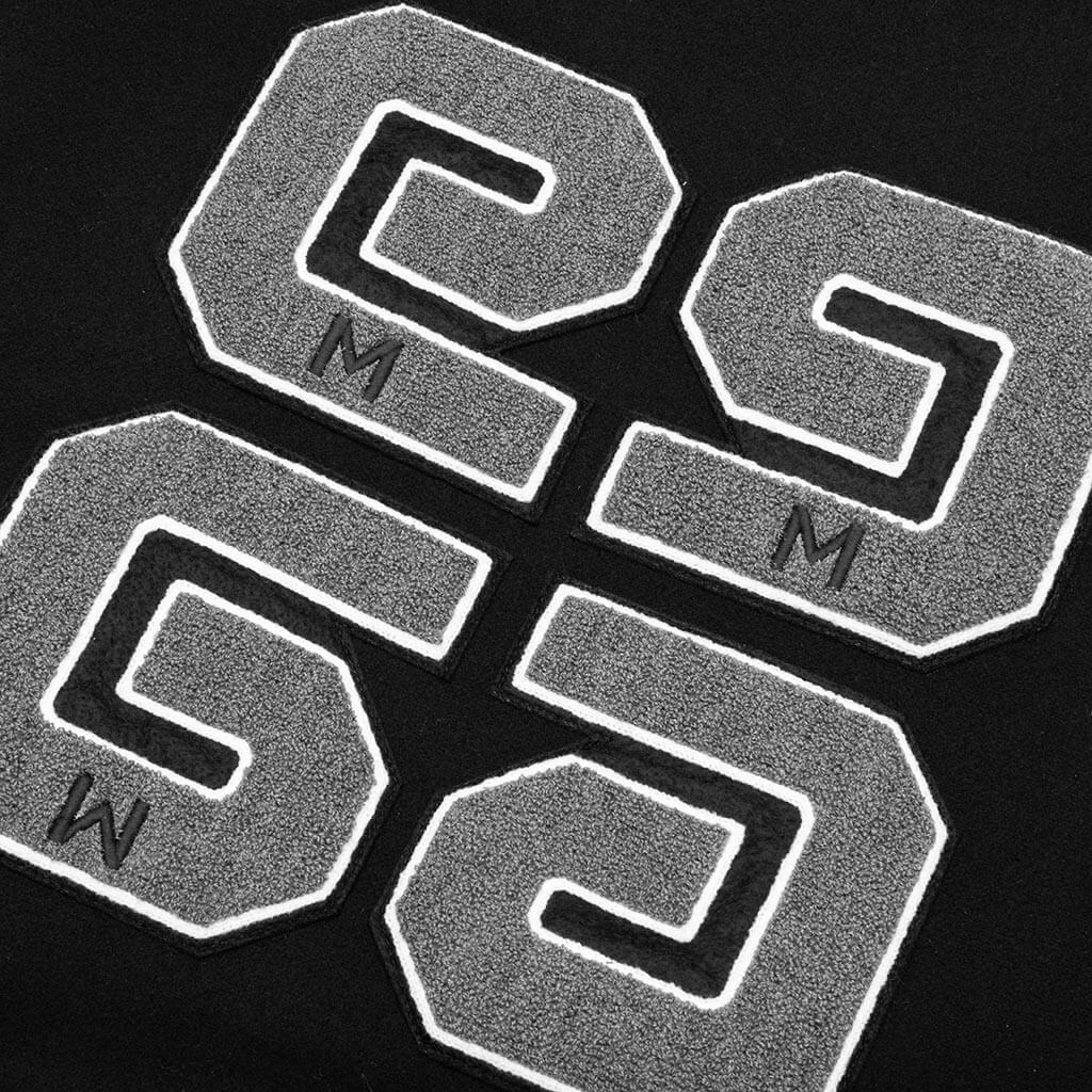 Varsity Bomber Jacket w Patches Black White