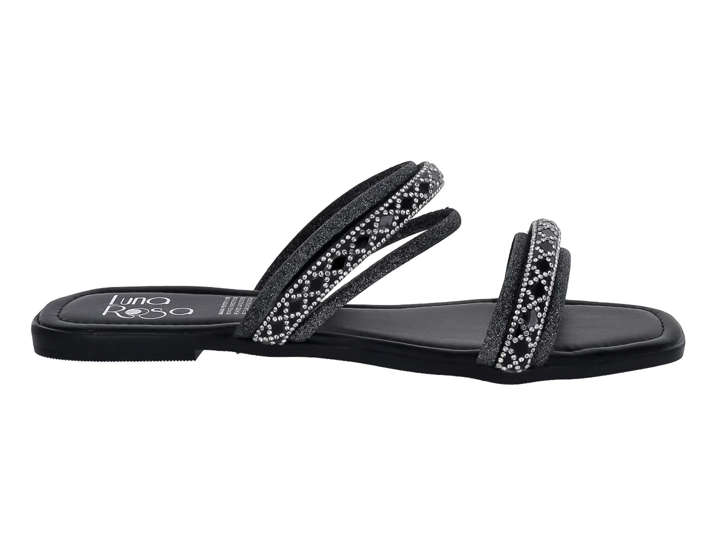 Sandalias de Piso Luna Rosa Rombo Negro para Mujer