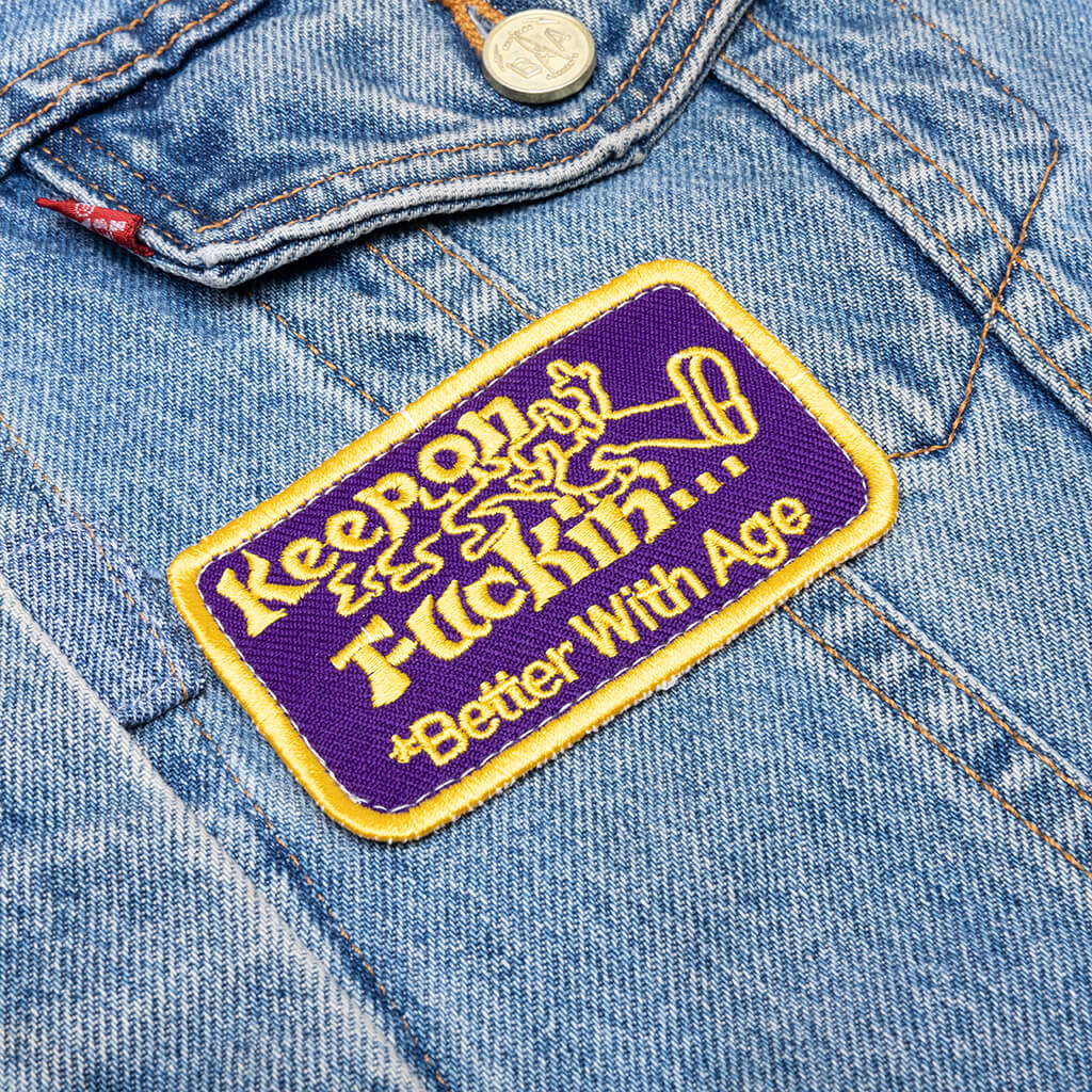 Charlatan Reversible Denim Baseball Jacket Indigo