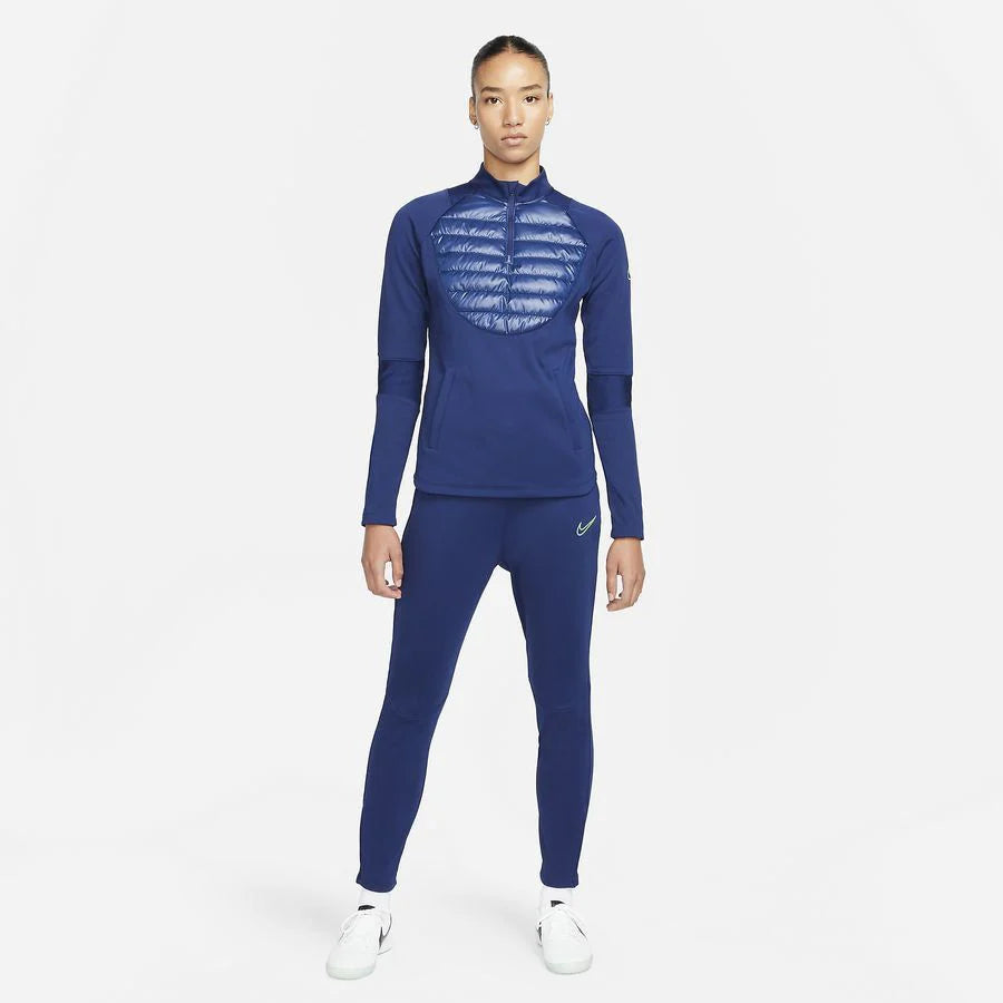 Nike Therma FIT Academy Winter Warrior Womens Soccer Drill Top Blue Void Volt