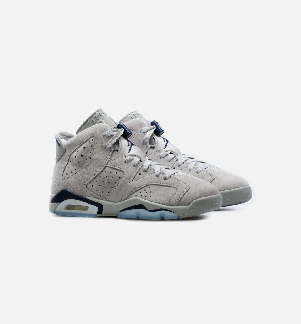 Air Jordan 6 Retro Georgetown Grade School Lifestyle Shoe Grey Navy Blue Free Shipping