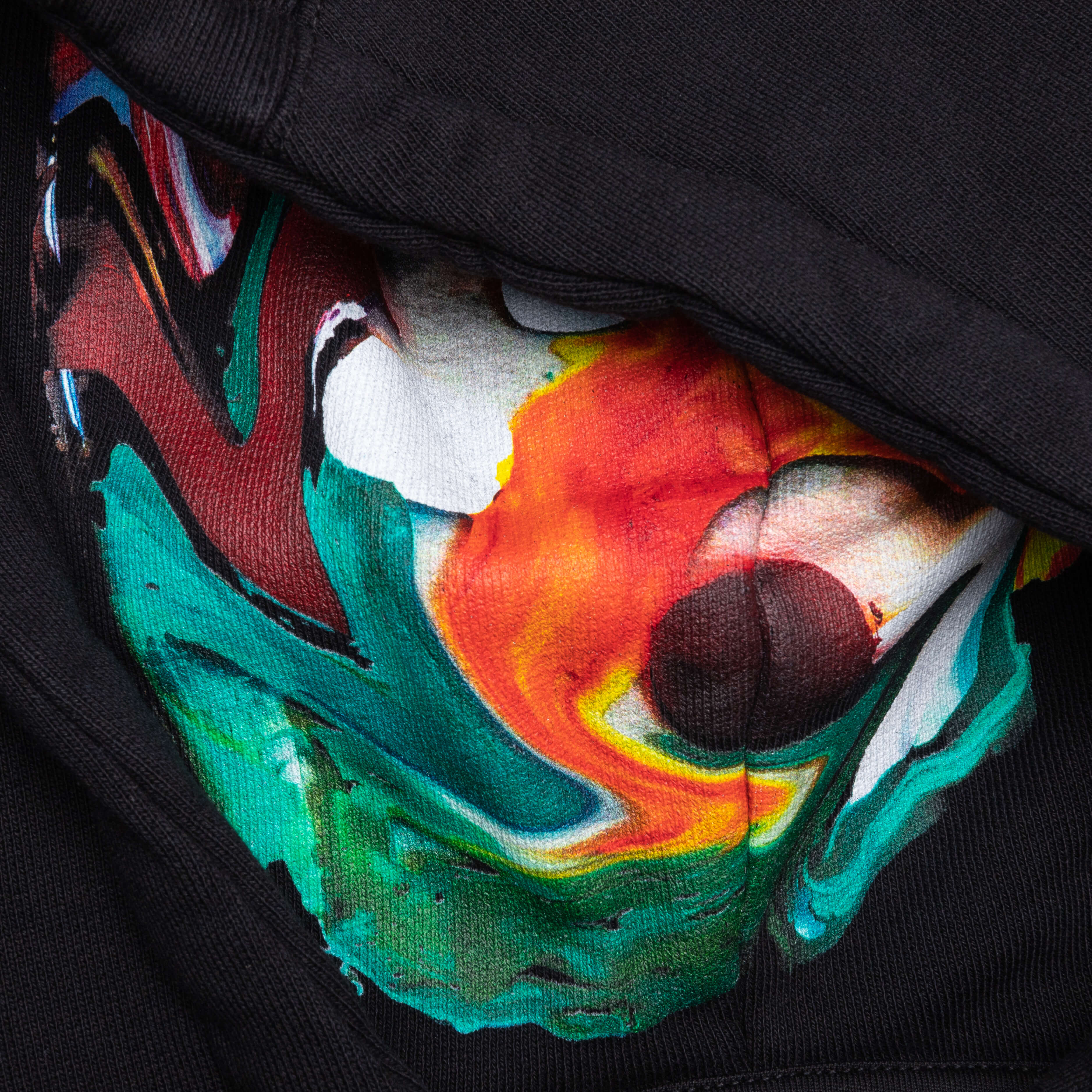 Psychedelic Boxy Fit Hoodie Black