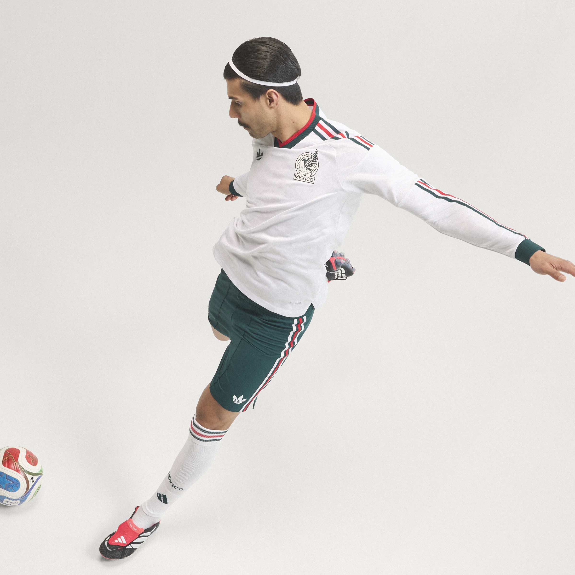 adidas Mexico Away Authentic Long Sleeve Mens Soccer Jersey 2026 White