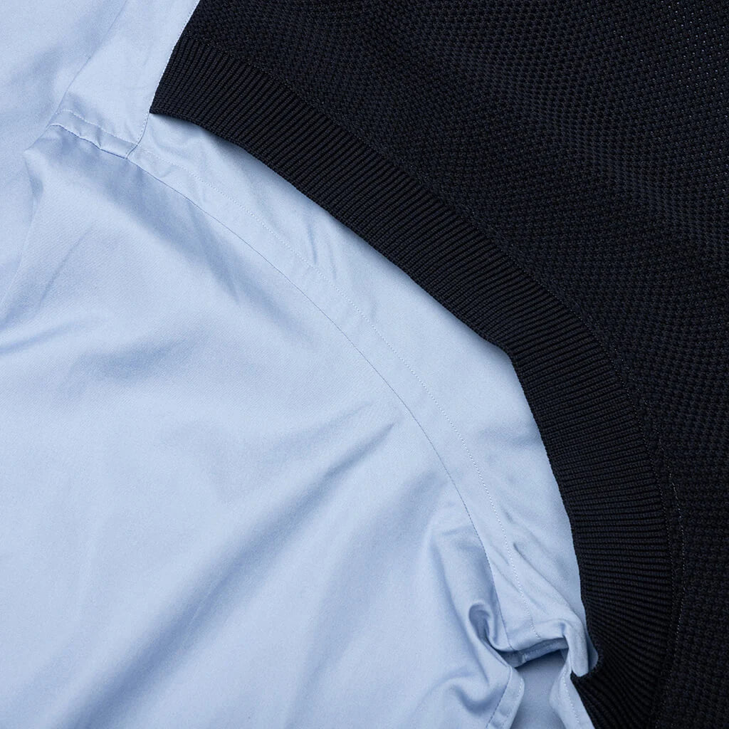 Mixed Material Shirt Sax Navy