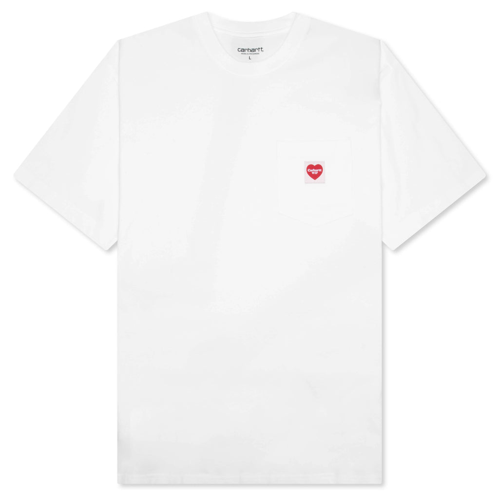 S S Pocket Heart T Shirt White Red