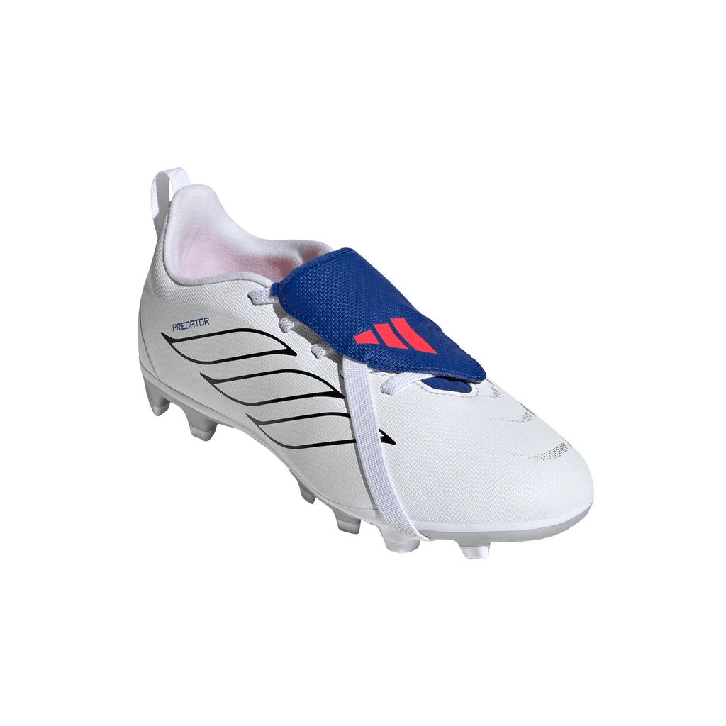 adidas Predator Club Fold Over Tongue Elastic Laces Firm Ground Multi Ground Youth Soccer Cleats White
