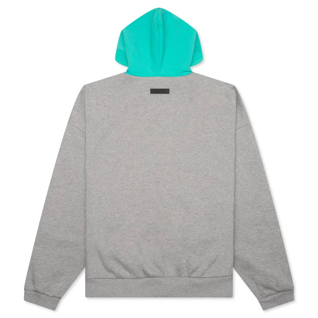Nylon Fleece Hoodie Dark Heather Oatmeal Mint Leaf