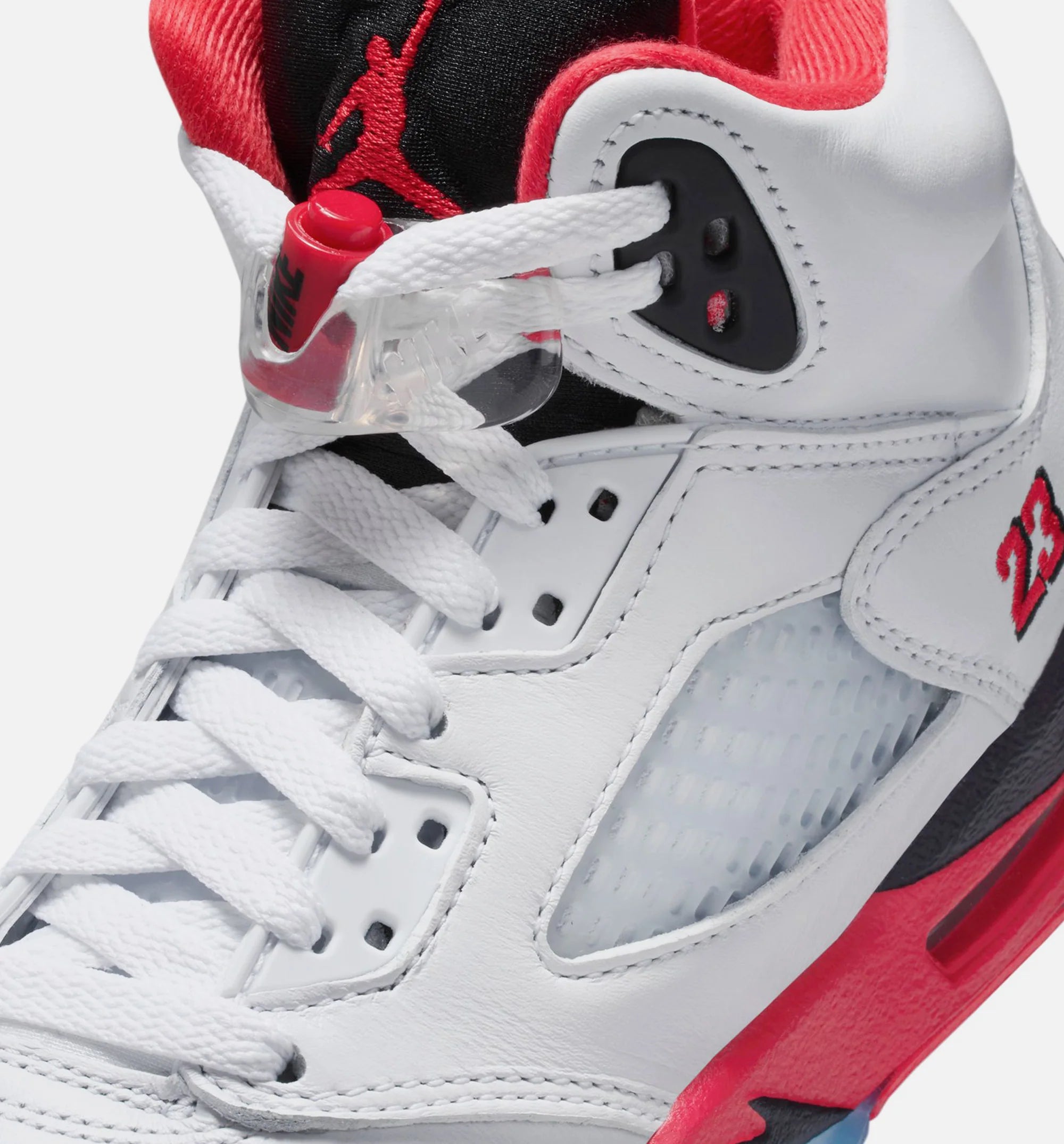 Air Jordan 5 Retro Fire Red Grade School Lifestyle Shoe White Fire Red Black