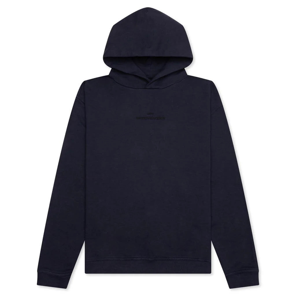 Tonal Upside Down Logo Hoodie Blue Tonal Embroidery