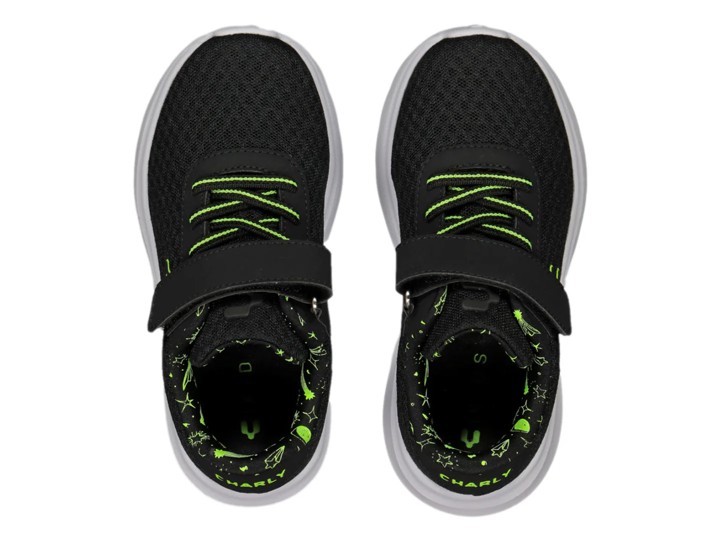 Tenis Charly Road Casual Negro con Verde Lima para Niño