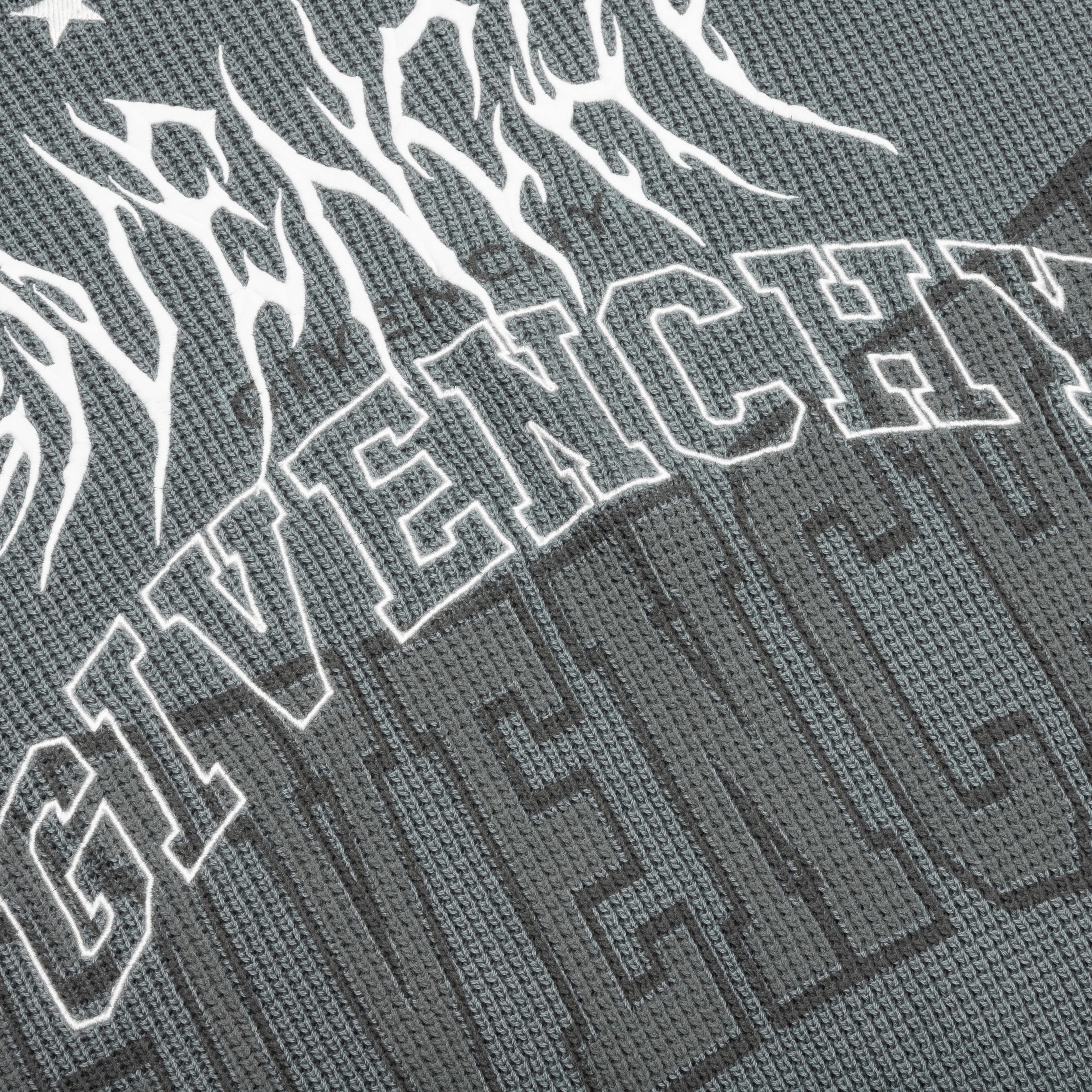 Embroidered Metal Logo Crewneck Titanium