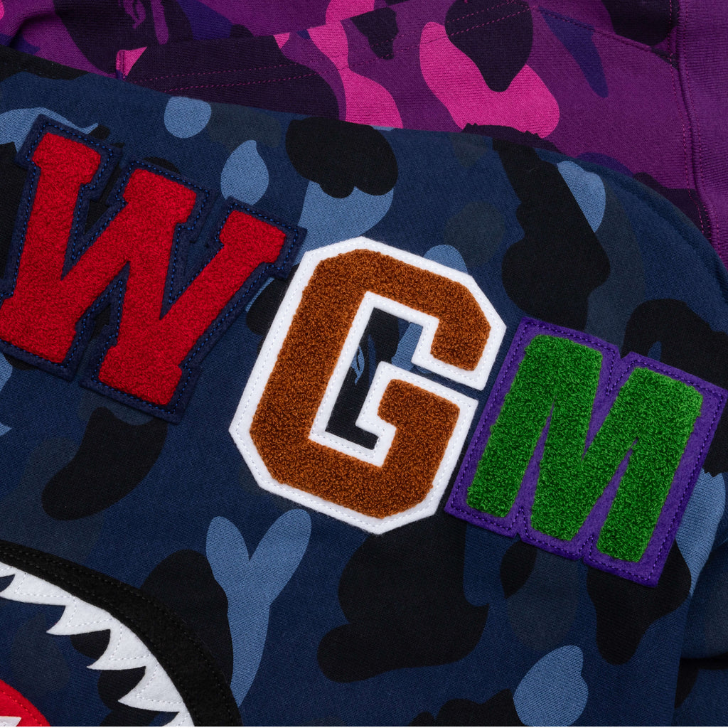 Color Camo Separate Shark Full Zip Hoodie Multi