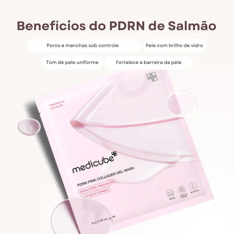 Máscara Facial de Colágeno Rosa com PDRN PAGUE 4 LEVE 8