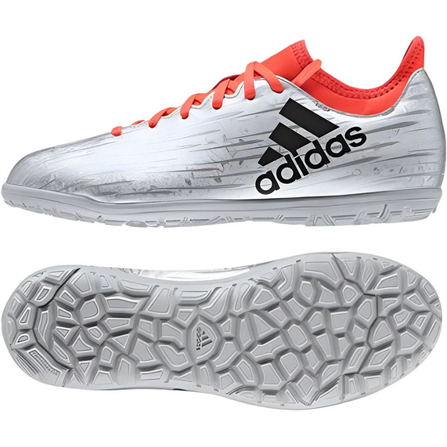 adidas X 163 TF Turf Youth Soccer Cleats Silver Metallic Black Solar Red