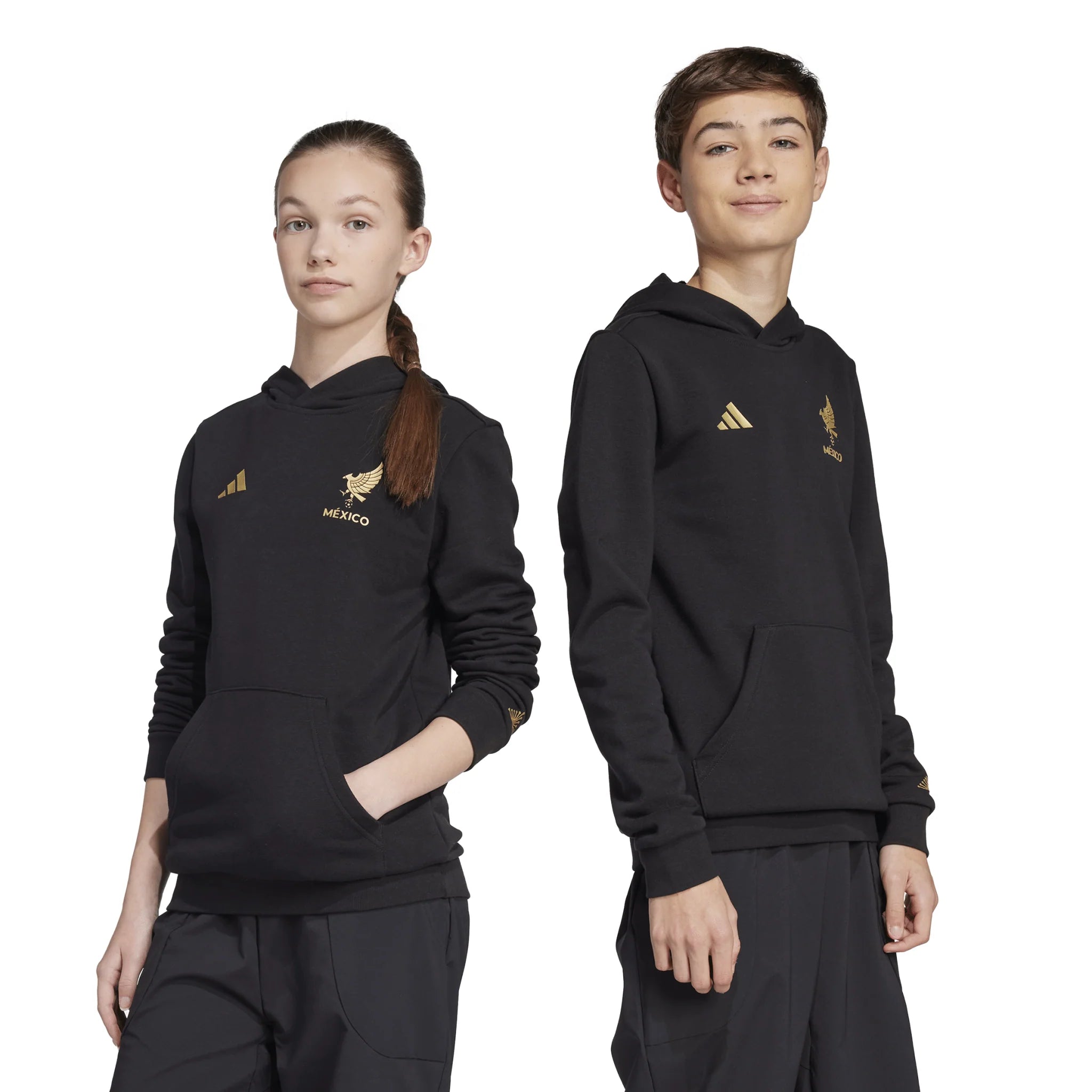 adidas Mexico Gold DNA Hoodie Kids Black Gold