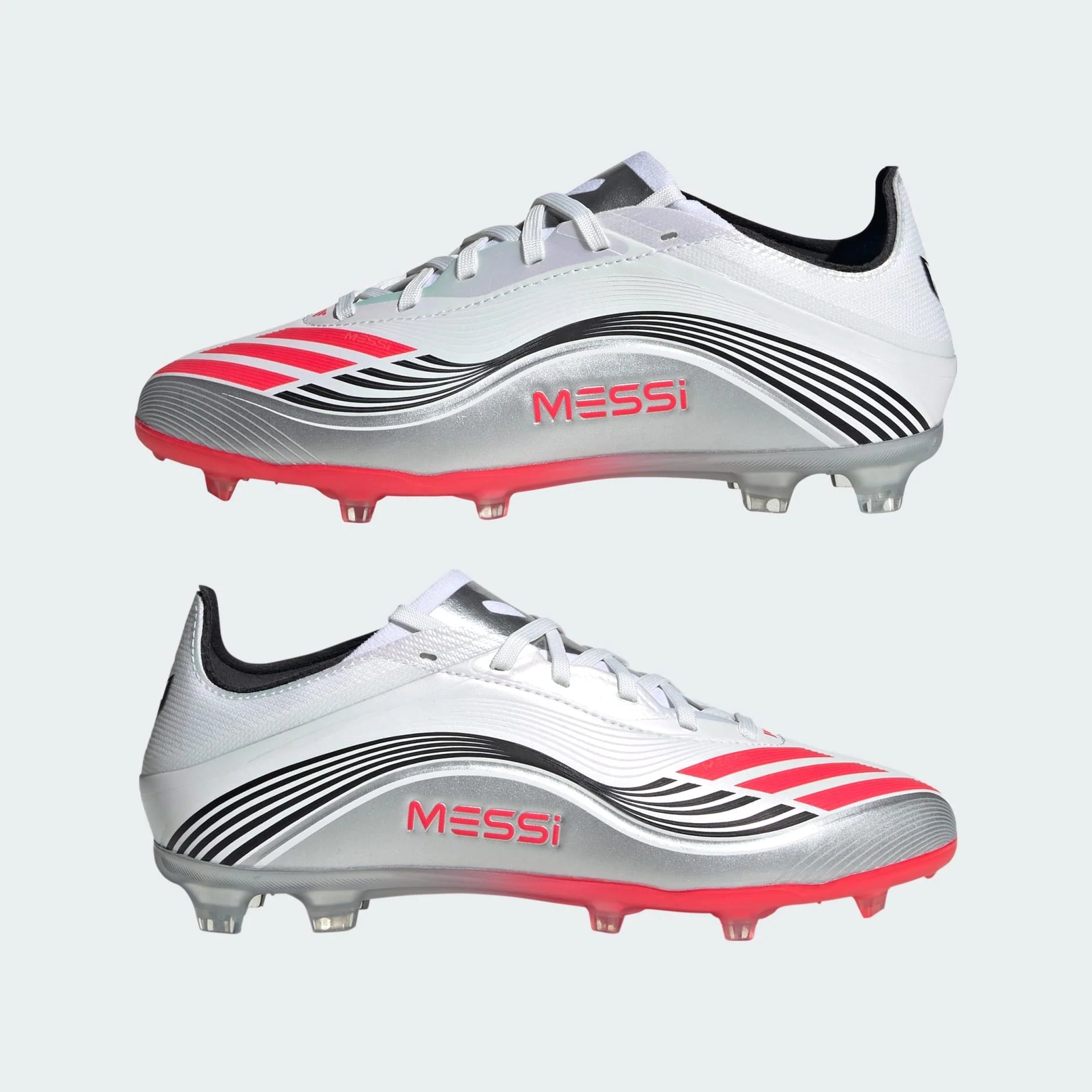 adidas F50 Messi Elite Firm Ground Soccer Cleats Youth White Red Silver