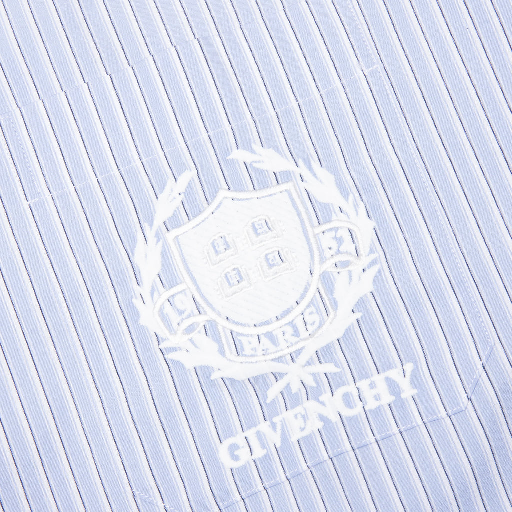 Crest Logo Stripe Shirt Light Blue