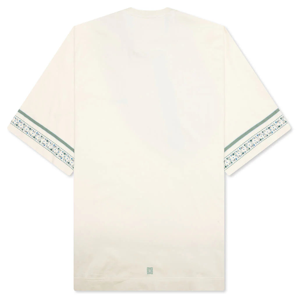 Floral Detail Cotton T Shirt Ivory