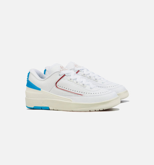 Air Jordan 2 Retro Low Gym Red and Dark Powder Blue Womens Lifestyle Shoe White Red Blue