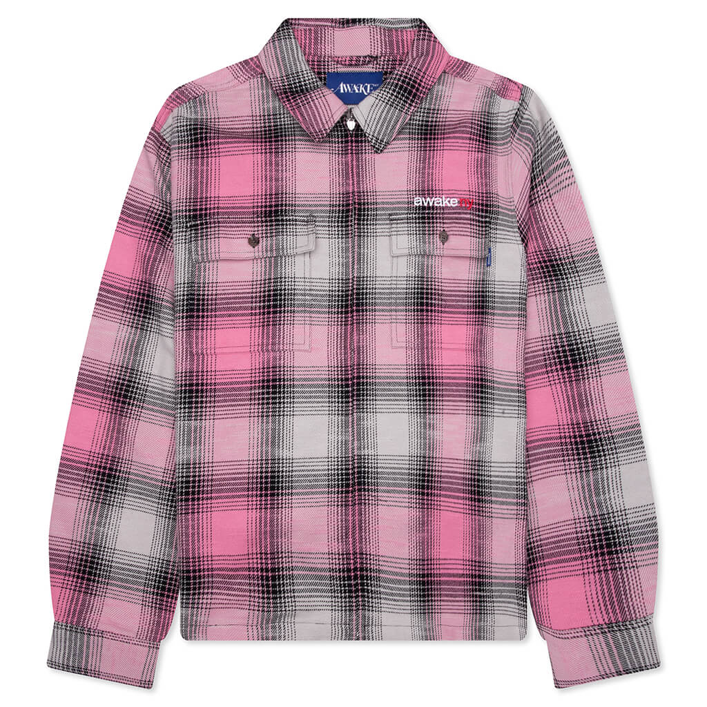 Flannel Zip Shirt Pink