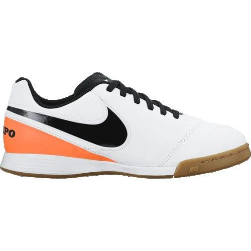 Nike JR Tiempo Legend IV IC Indoor Soccer Shoes White Black Orange