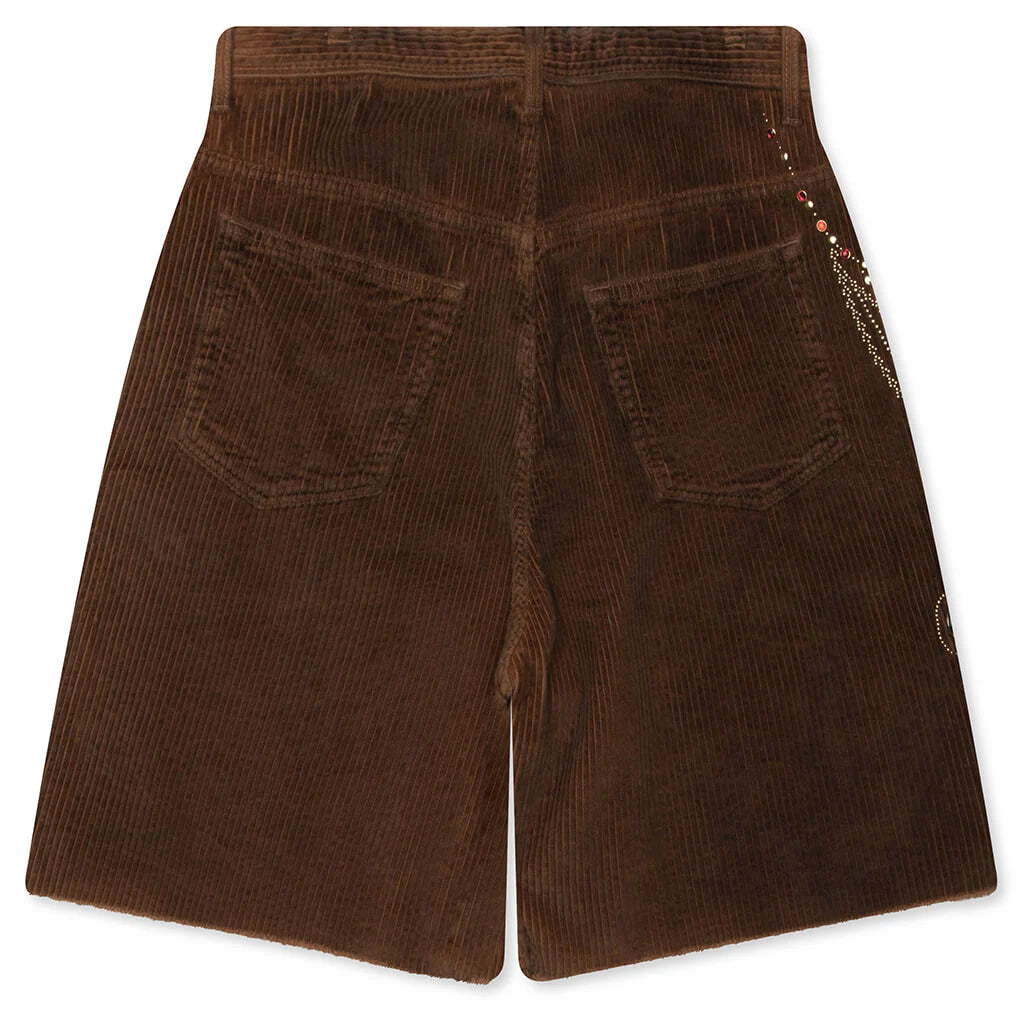 Patchwork Corduroy Shorts Brown