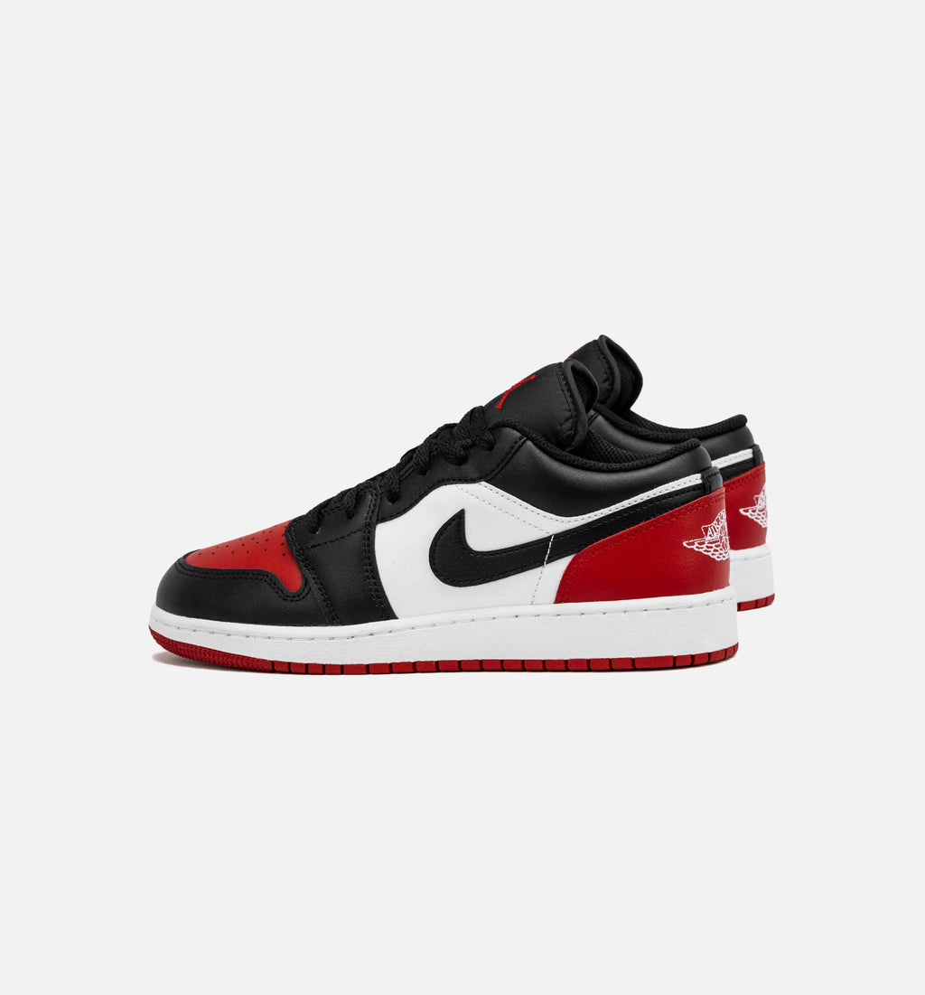 Air Jordan 1 Low Bred Toe Grade School Lifestyle Shoe Red Black
