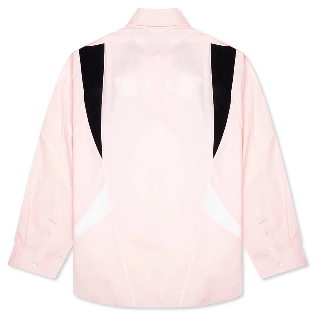 Embroidered Logo Button Up Shirt Baby Pink