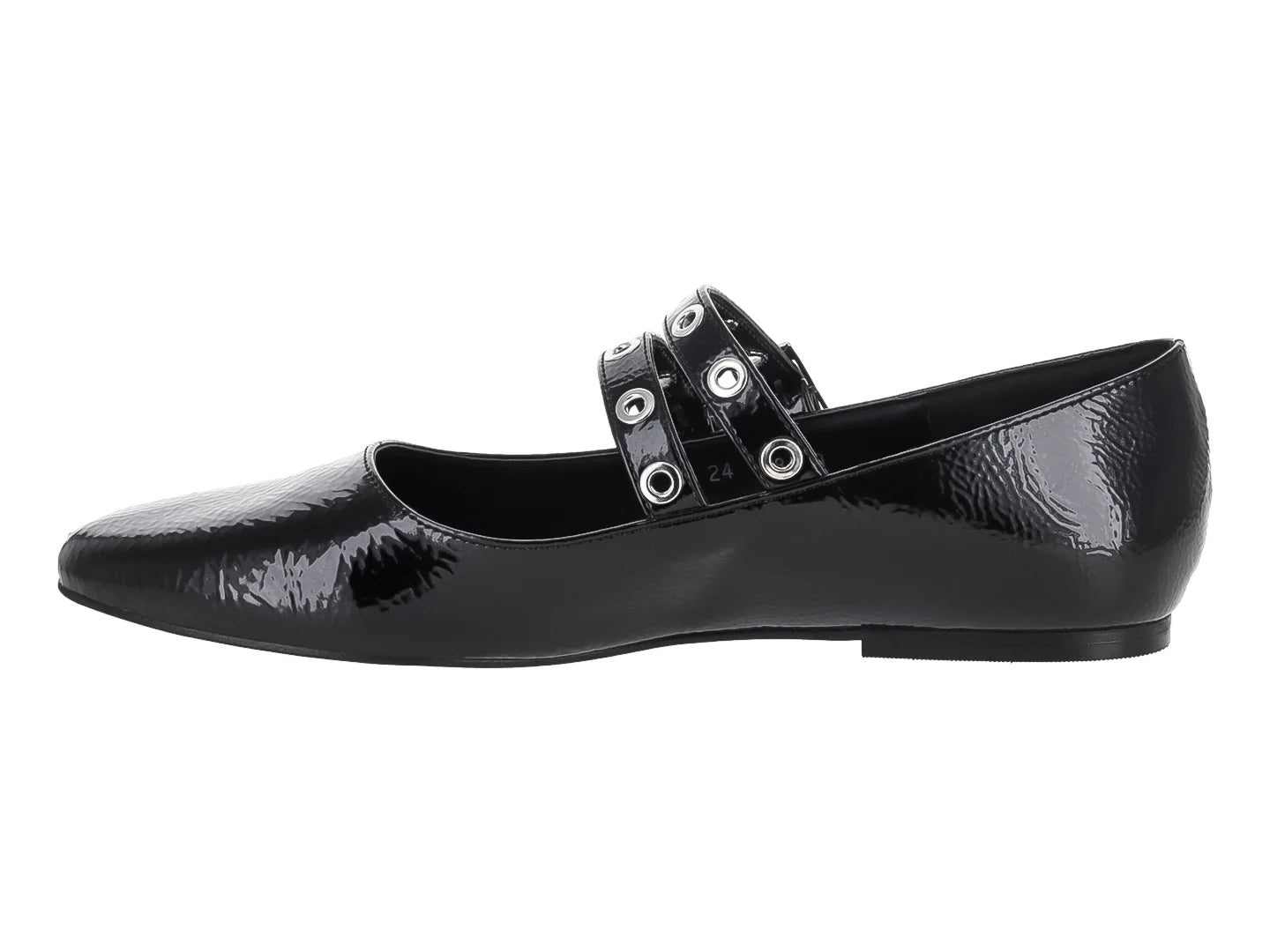 Zapatos Planos Roze Negro Charol Arrugado para Mujer