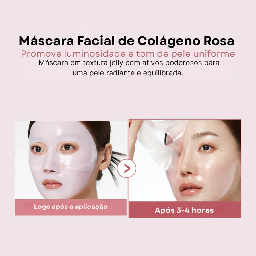 Máscara Facial de Colágeno Rosa com PDRN PAGUE 4 LEVE 8