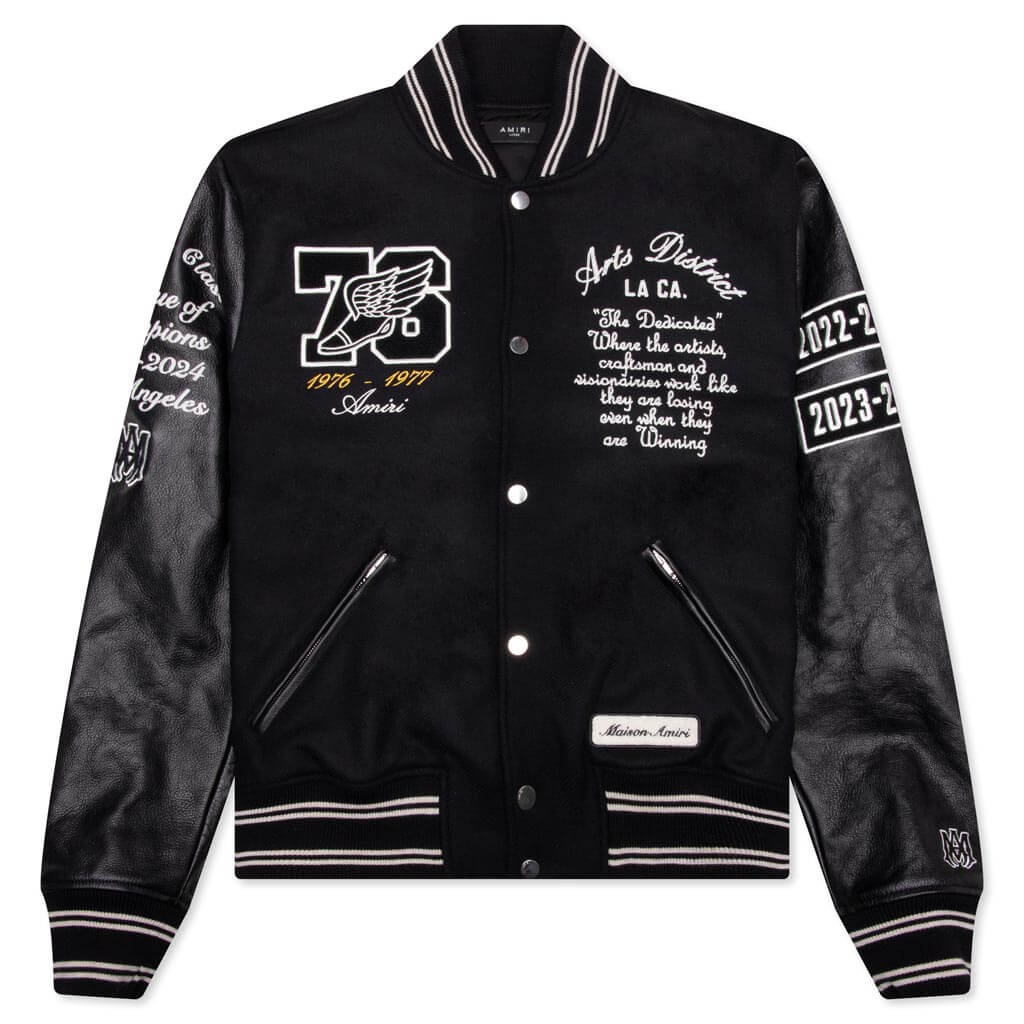 Oversized Eagle Varsity Jacket Black