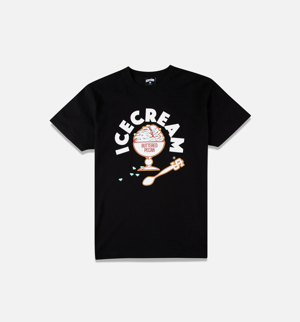 Butter Pecan Short Sleeve Mens T Shirt Black