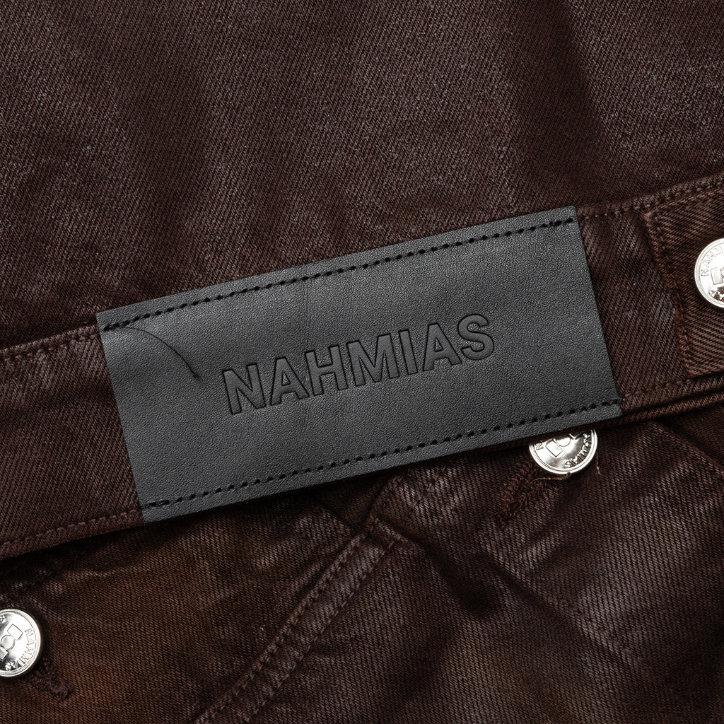 Waxed Denim Trucker Jacket Brown Wash
