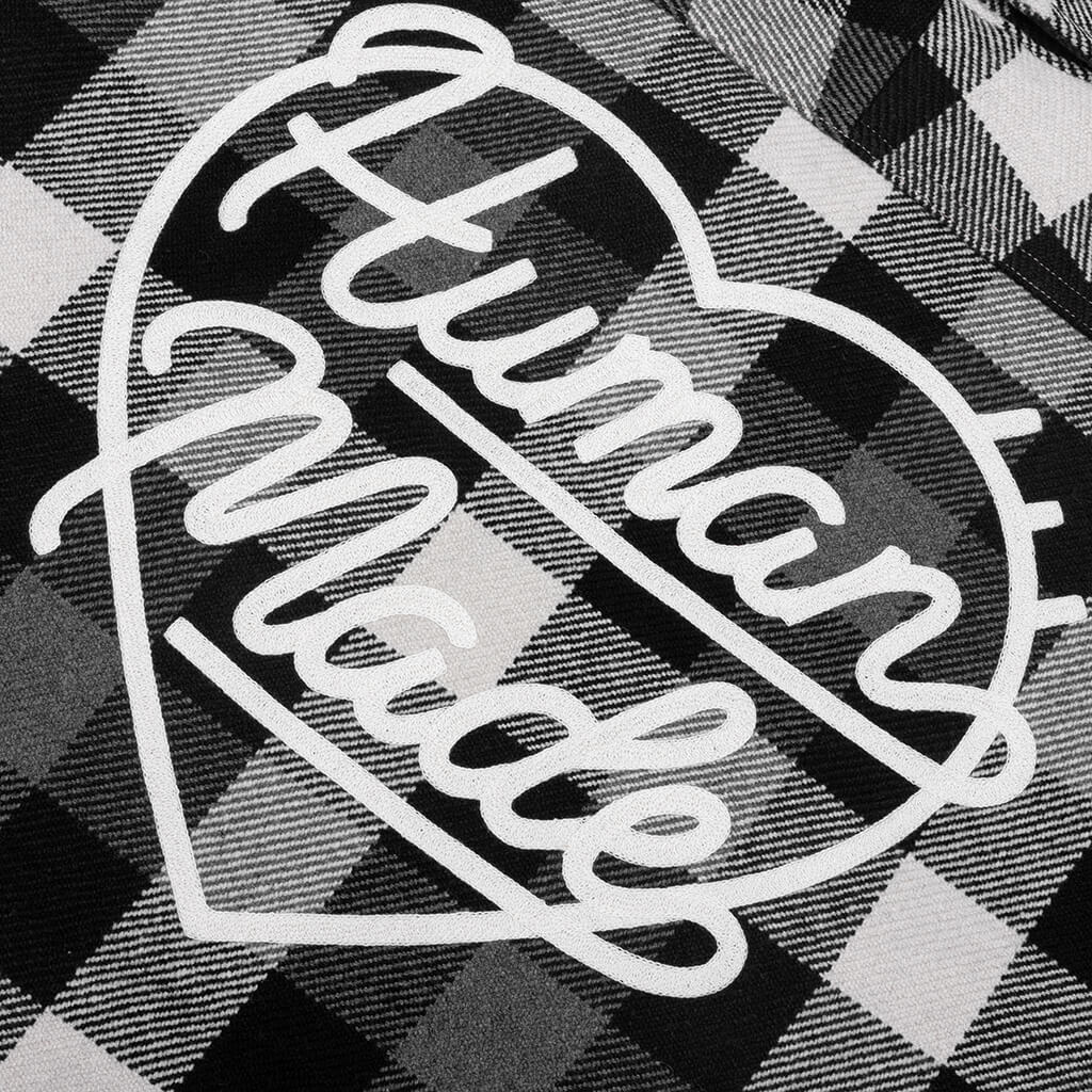 Wool Check Shirt Jacket Black