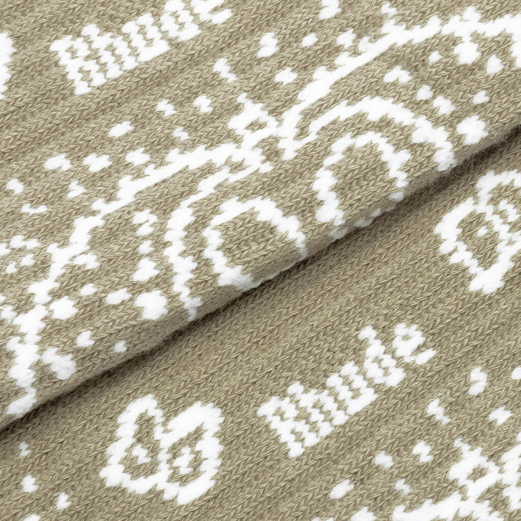 Bandana Jacquard Sock Khaki White