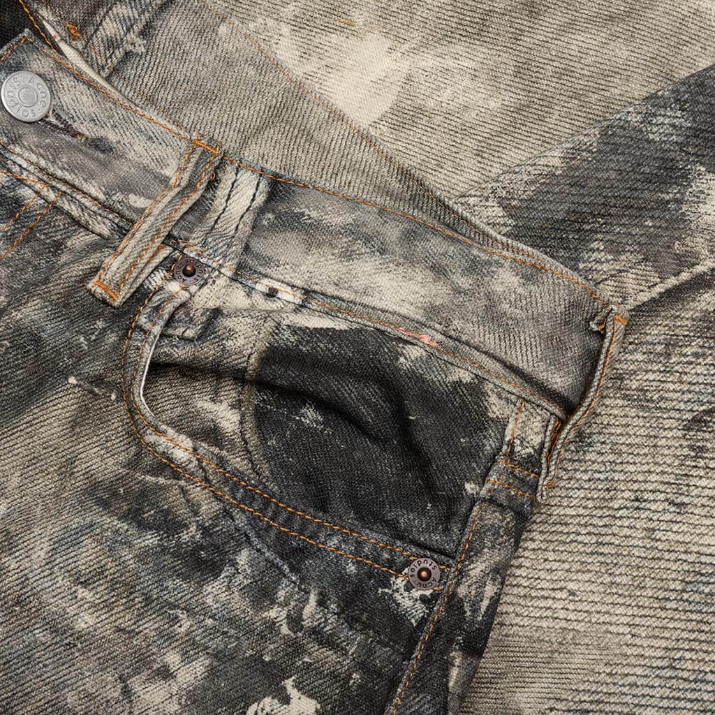 Printed Wide Leg Pants Cold Grey