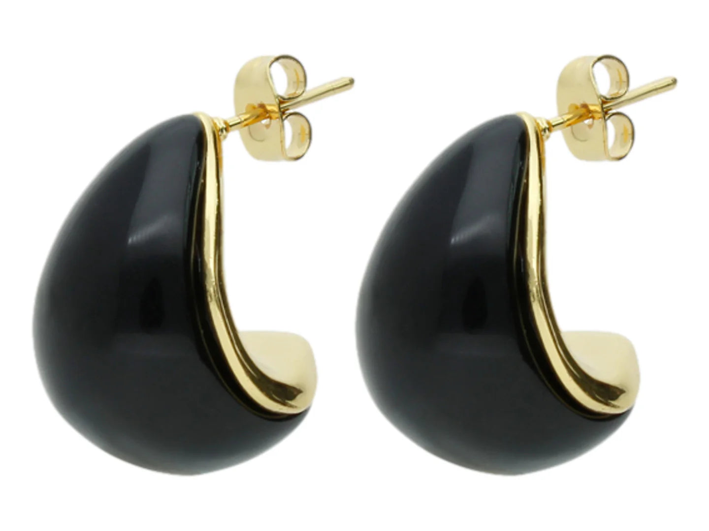 Aretes ROZE Curvos Dorado y Negro para Mujer
