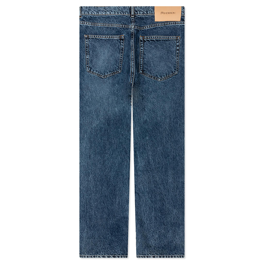 5 Pocket Straight Leg Trousers Mid Blue