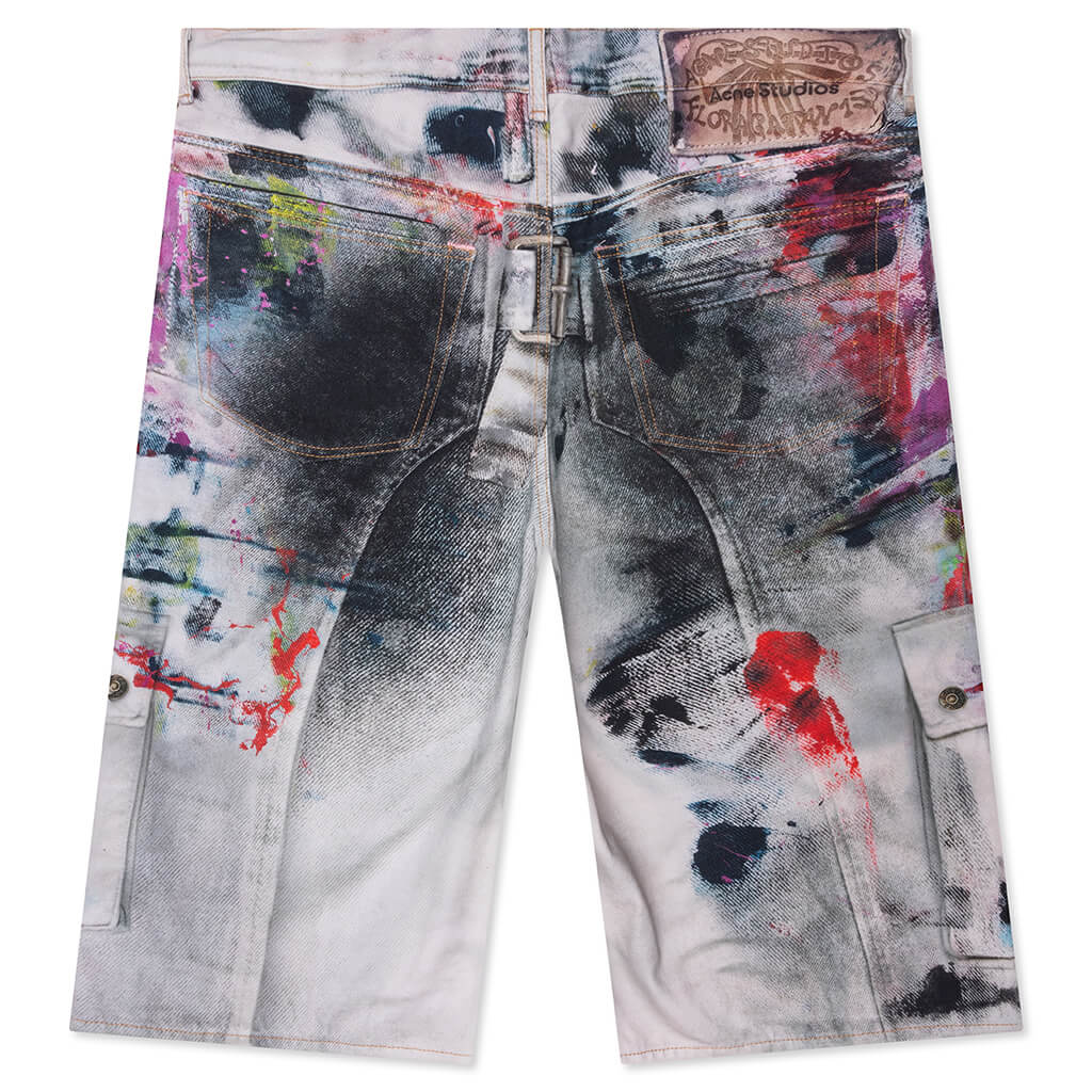 Denim Shorts White Multi